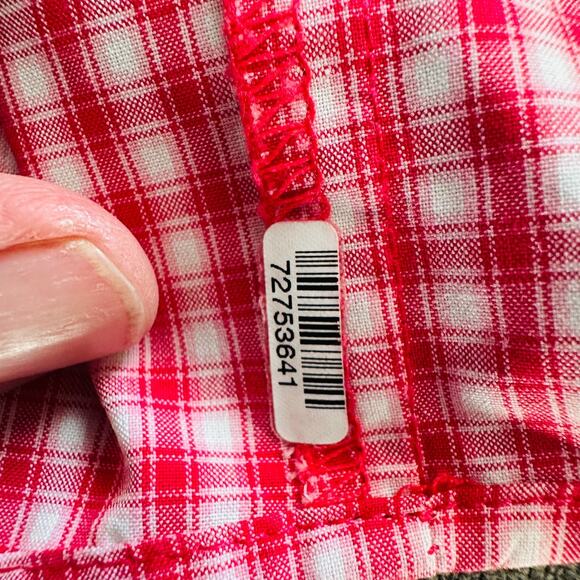 ariat pro series men’s large red white plaid button down long sleeve shirt - Picture 7 of 11